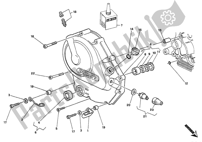 All parts for the Clutch Cover of the Ducati Monster 600 1993