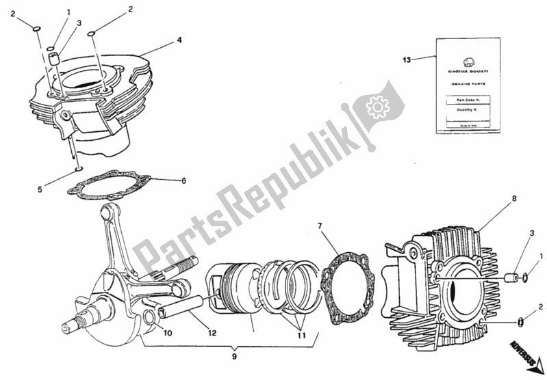 All parts for the Cylinder - Piston of the Ducati Monster 600 1993