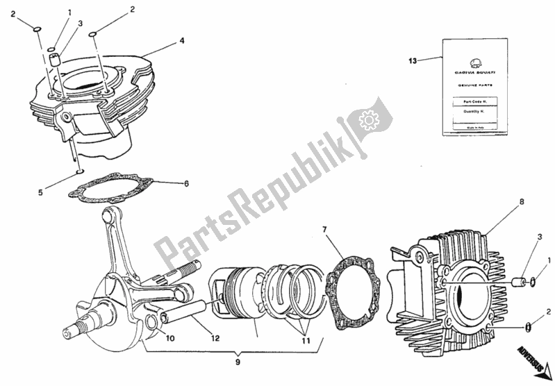 Tutte le parti per il Cilindro - Pistone del Ducati Monster 600 1993