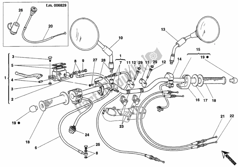 Tutte le parti per il Manubrio del Ducati Monster 600 1993