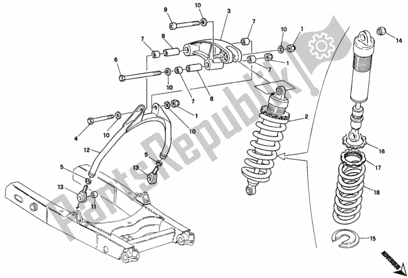 Tutte le parti per il Ammortizzatore Posteriore del Ducati Monster 600 1993