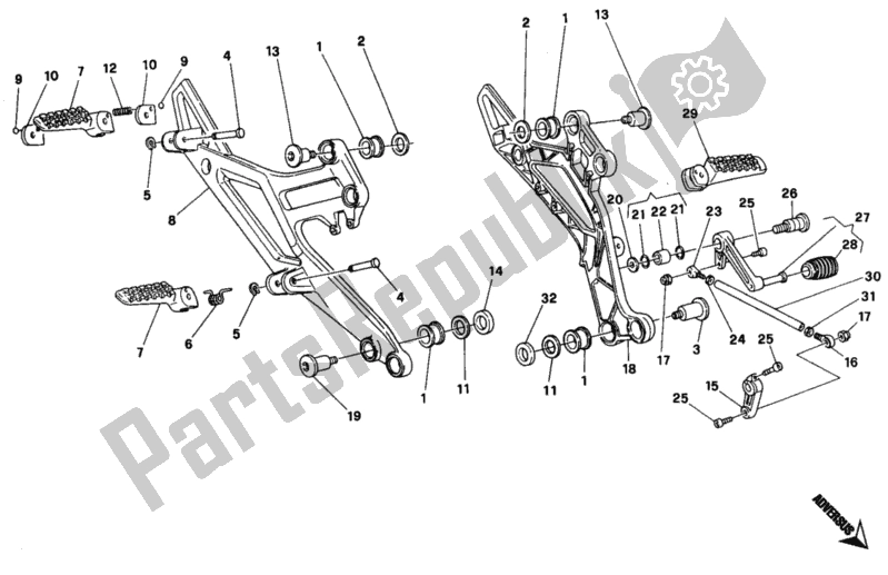 Todas las partes para Reposapiés de Ducati Monster 600 1994