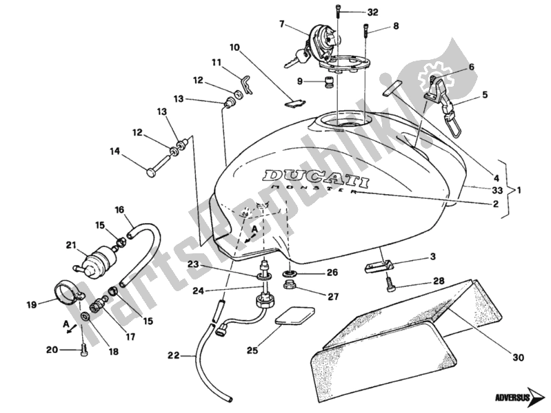 Alle onderdelen voor de Benzinetank van de Ducati Monster 600 1994