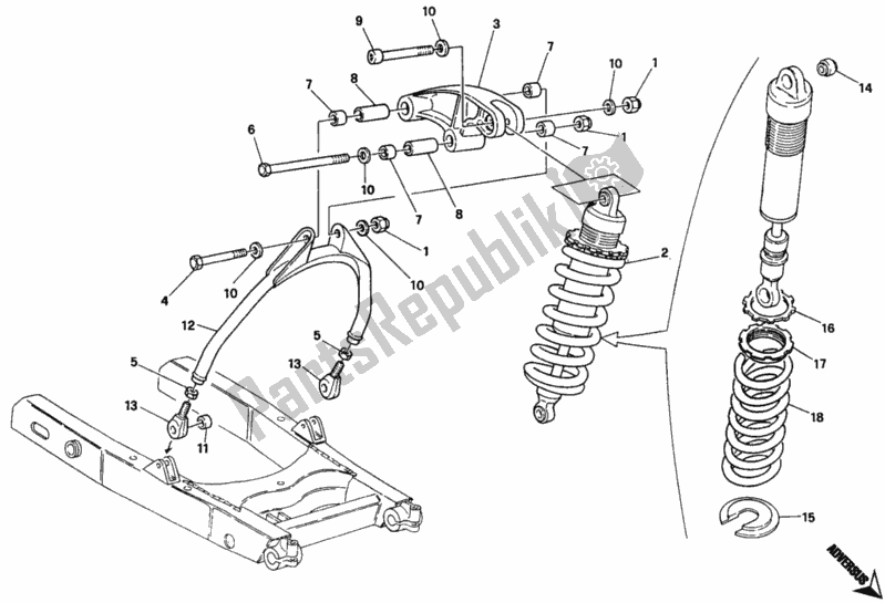 Todas las partes para Amortiguador Trasero de Ducati Monster 600 1994