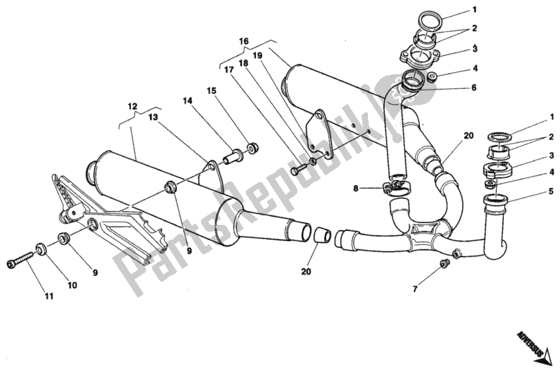 Alle onderdelen voor de Uitlaatsysteem van de Ducati Monster 600 1995