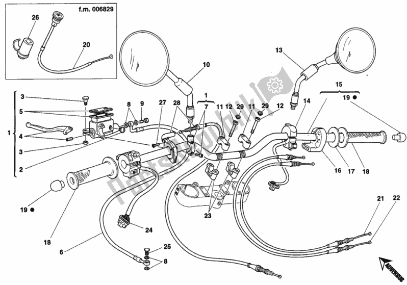 Tutte le parti per il Manubrio del Ducati Monster 600 1995