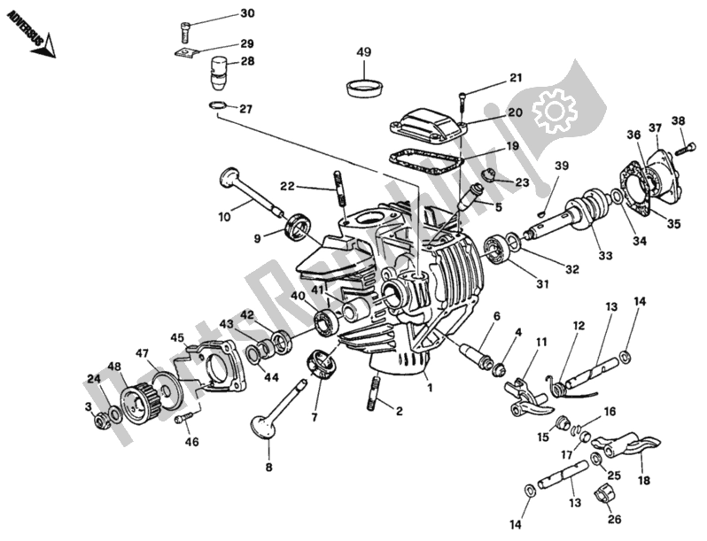All parts for the Horizontal Cylinder Head of the Ducati Monster 600 1995