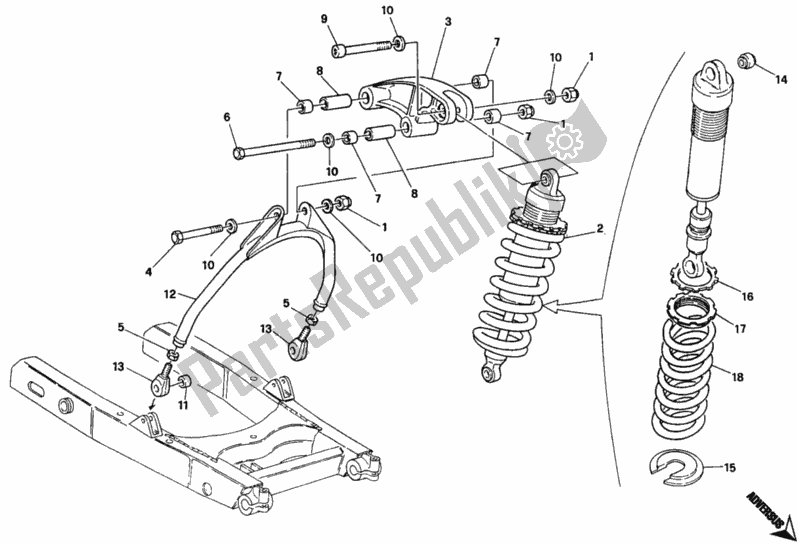 Tutte le parti per il Ammortizzatore Posteriore del Ducati Monster 600 1995