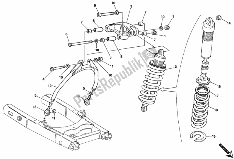 Todas las partes para Amortiguador Trasero de Ducati Monster 600 1996