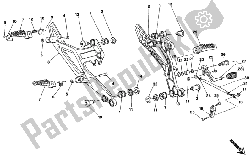 Todas las partes para Reposapiés de Ducati Monster 600 1997