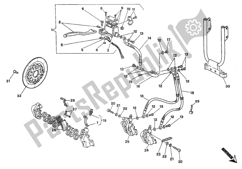 All parts for the Front Brake System Double Disc of the Ducati Monster 600 1997