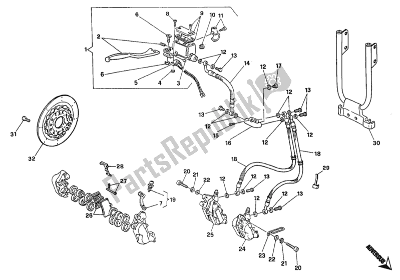 Todas las partes para Sistema De Freno Delantero De Doble Disco de Ducati Monster 600 1997