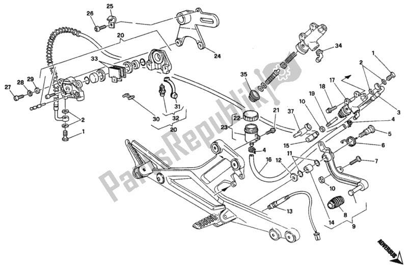 Tutte le parti per il Sistema Frenante Posteriore del Ducati Monster 600 1997