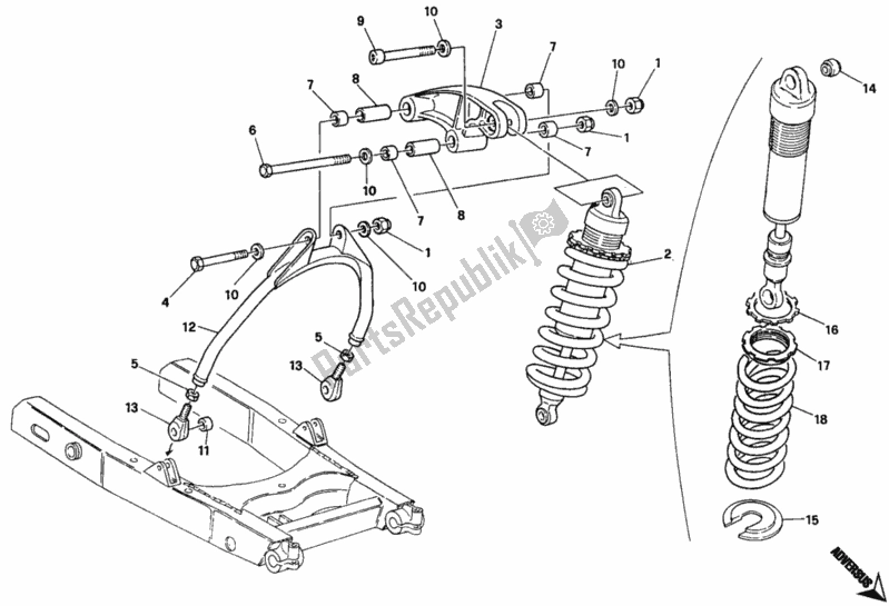 Tutte le parti per il Ammortizzatore Posteriore del Ducati Monster 600 1997