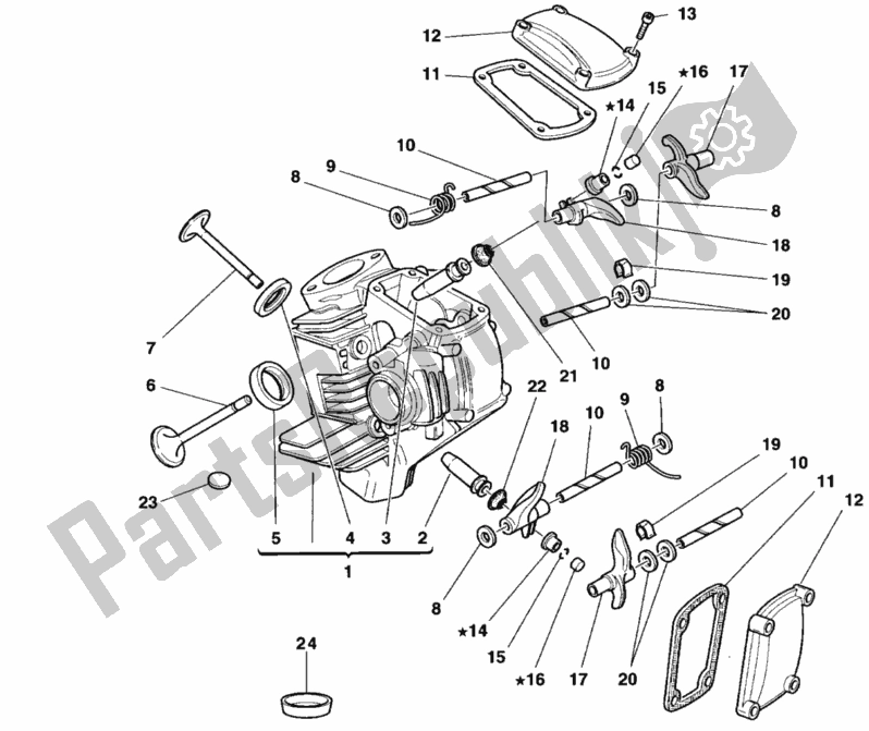 Alle onderdelen voor de Horizontale Cilinderkop van de Ducati Monster 600 1998