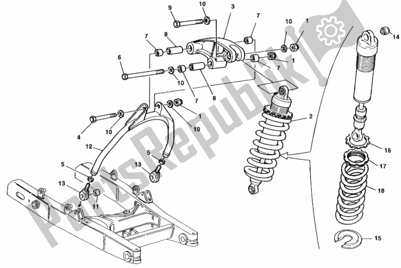 Tutte le parti per il Ammortizzatore Posteriore del Ducati Monster 600 1998