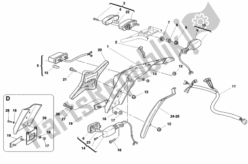 All parts for the Taillight of the Ducati Monster 600 1998