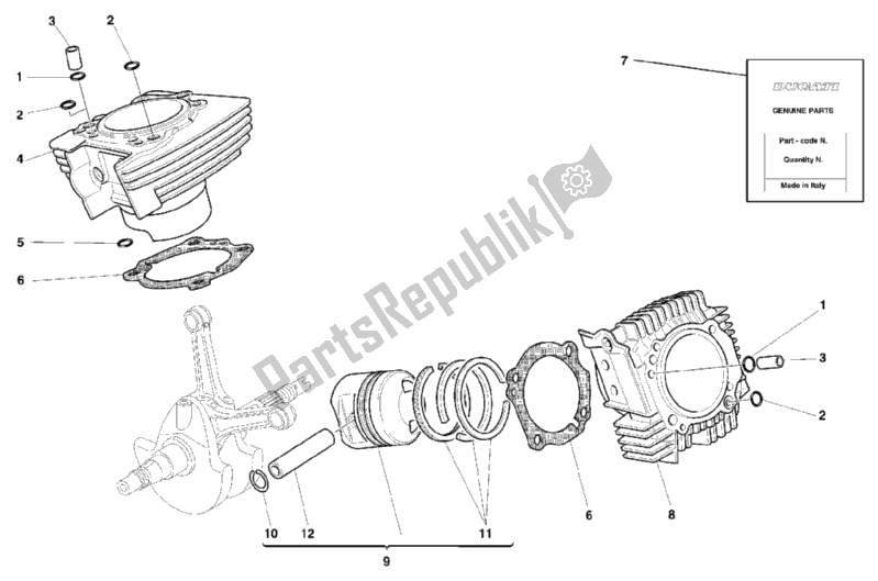 Tutte le parti per il Cilindro - Pistone del Ducati Monster 600 1999