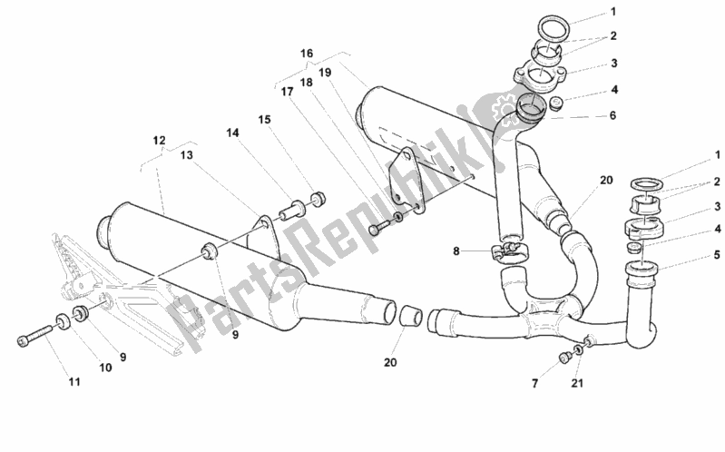 Tutte le parti per il Impianto Di Scarico del Ducati Monster 600 1999