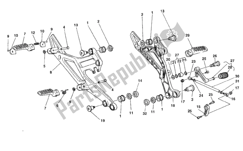 Tutte le parti per il Poggiapiedi del Ducati Monster 600 1999