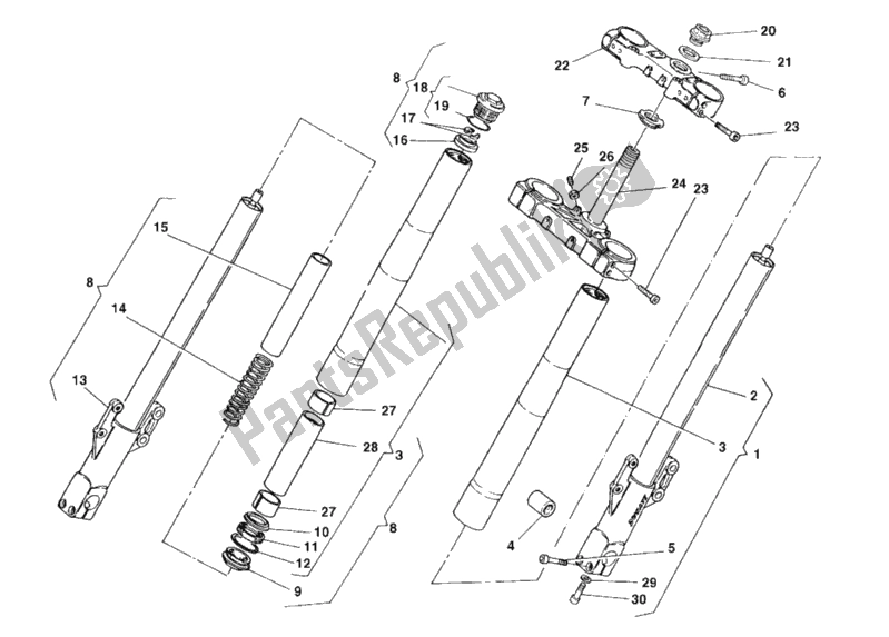 Tutte le parti per il Forcella Anteriore del Ducati Monster 600 1999