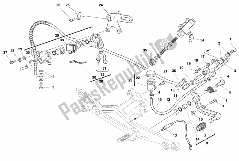 Todas las partes para Sistema De Freno Trasero de Ducati Monster 600 1999