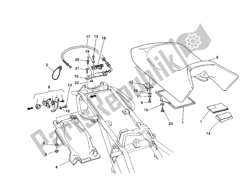 Tutte le parti per il Sedile Mostro Scuro del Ducati Monster 600 1999