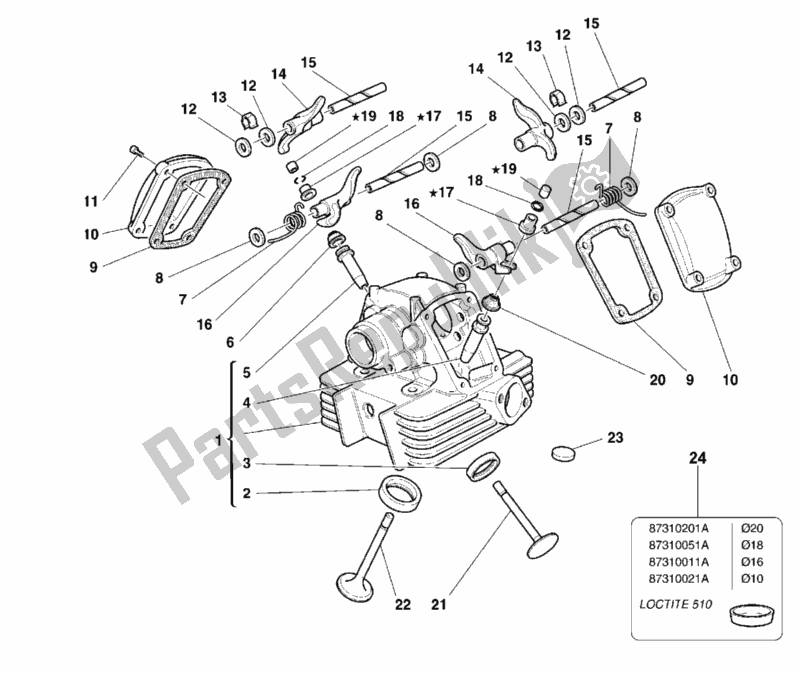 Tutte le parti per il Testata Verticale del Ducati Monster 600 1999