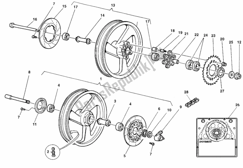 Tutte le parti per il Ruote del Ducati Monster 600 1999