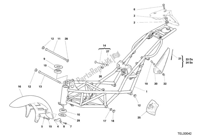 Tutte le parti per il Telaio del Ducati Monster 600 2000