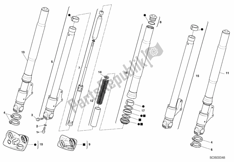 All parts for the Front Fork Dmm 9569-10068 of the Ducati Monster 600 2000