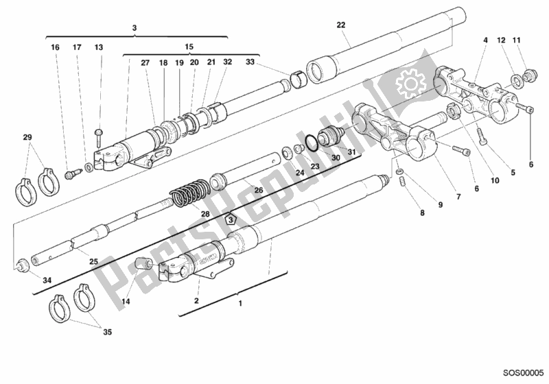 Todas las partes para Tenedor Frontal de Ducati Monster 600 2000