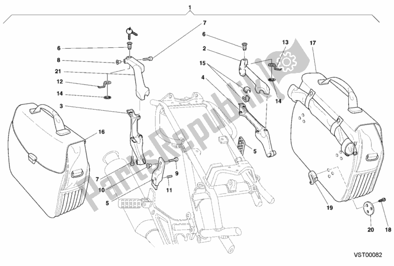 Alle onderdelen voor de Zijtassen van de Ducati Monster 600 2000