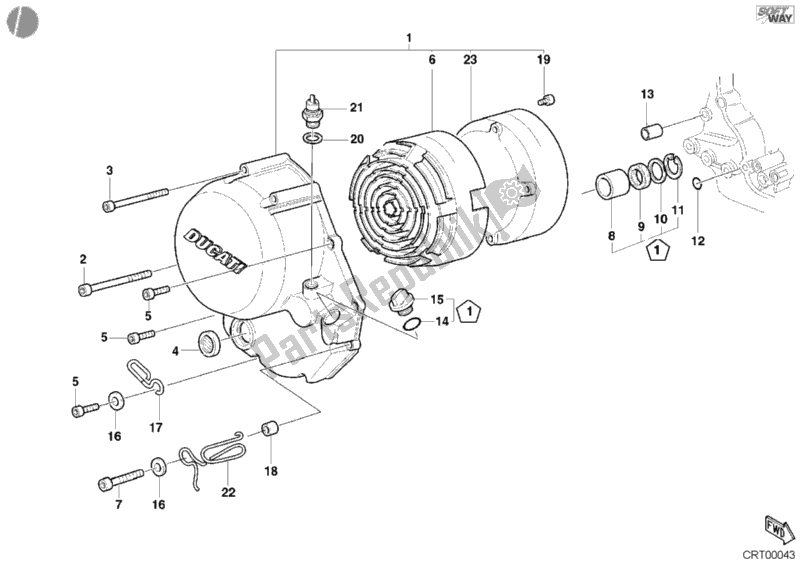 Tutte le parti per il Coperchio Frizione del Ducati Monster 600 2001