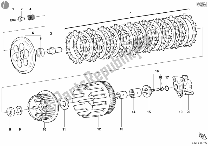 All parts for the Clutch of the Ducati Monster 600 2001