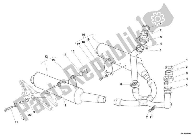 Toutes les pièces pour le Système D'échappement du Ducati Monster 600 2001