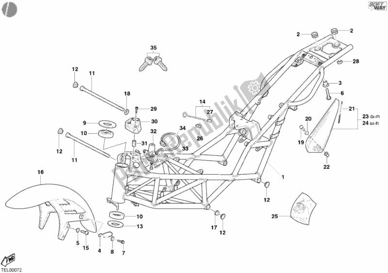 Tutte le parti per il Telaio del Ducati Monster 600 2001