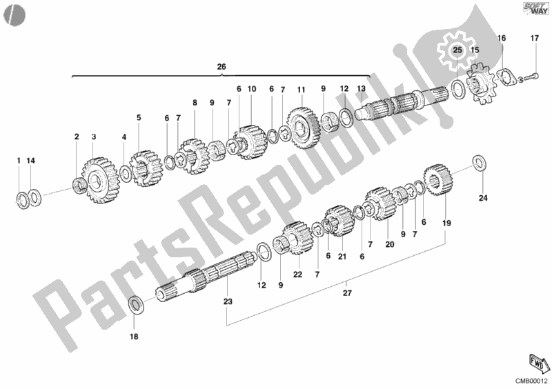 Tutte le parti per il Riduttore del Ducati Monster 600 2001