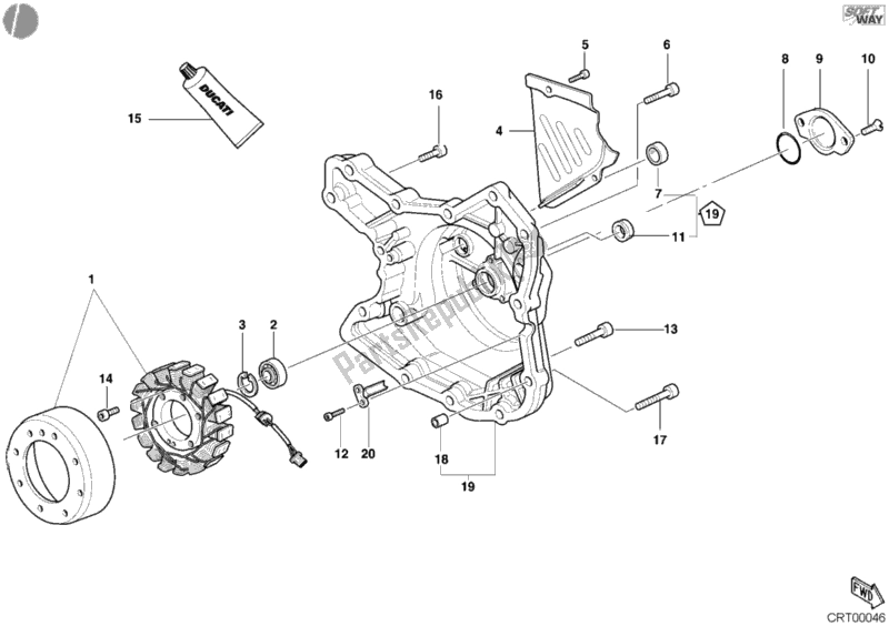 All parts for the Generator Cover of the Ducati Monster 600 2001