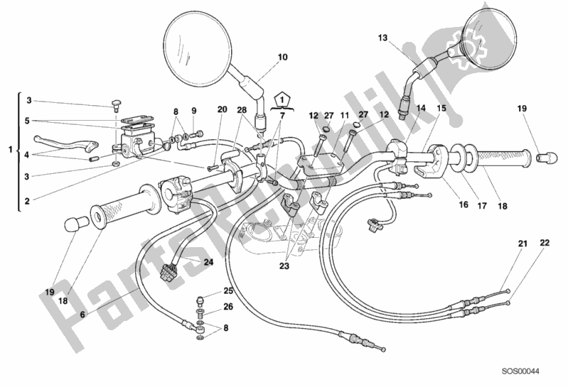 Tutte le parti per il Manubrio del Ducati Monster 600 2001