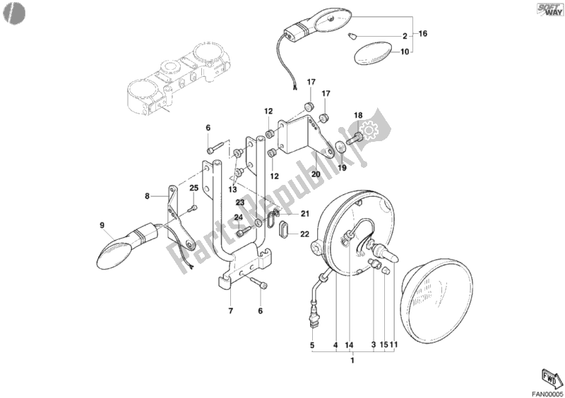 Alle onderdelen voor de Koplamp van de Ducati Monster 600 2001