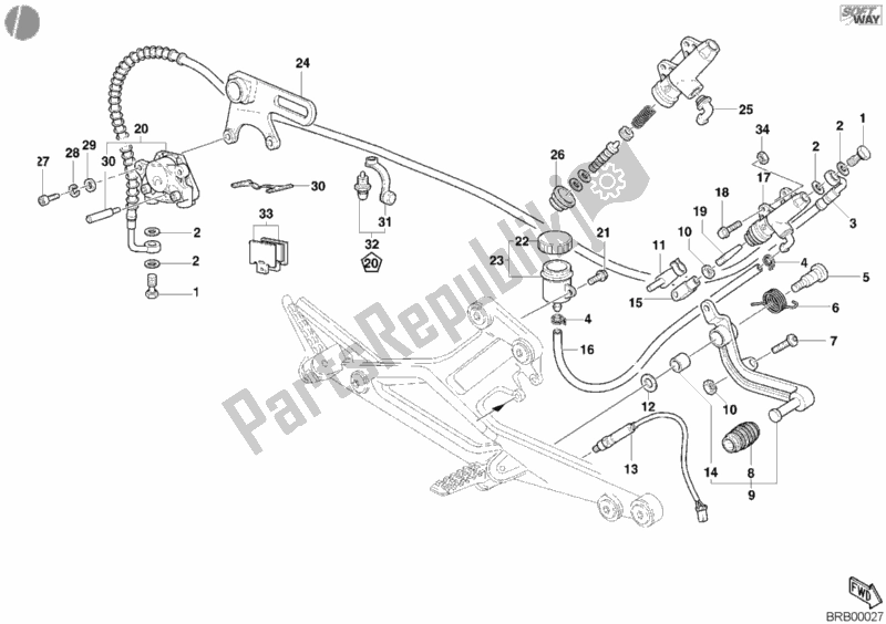 Tutte le parti per il Sistema Frenante Posteriore del Ducati Monster 600 2001