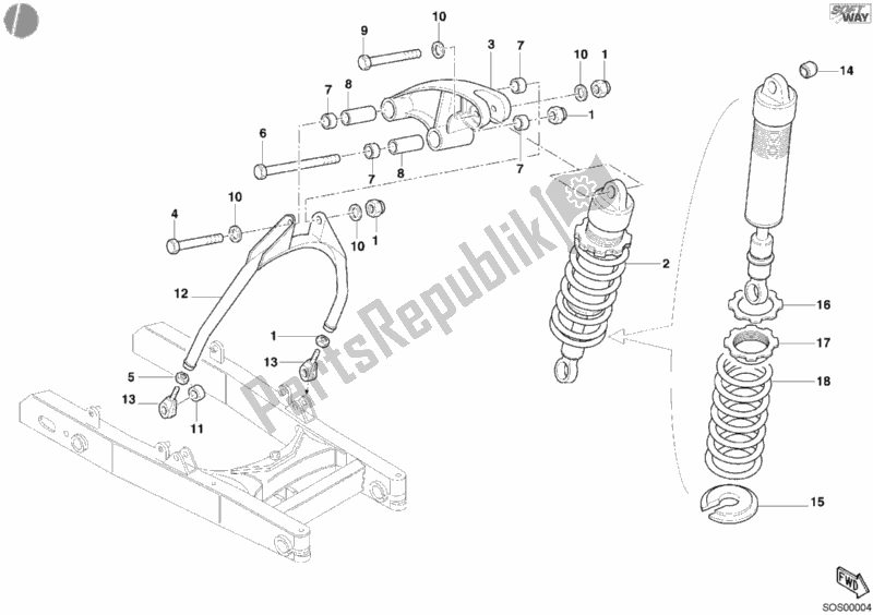 Tutte le parti per il Ammortizzatore Posteriore del Ducati Monster 600 2001