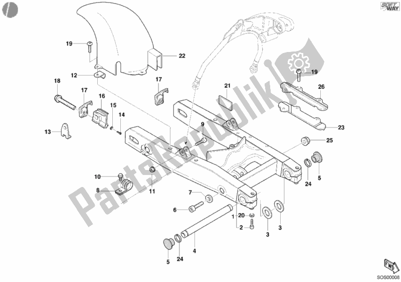 Tutte le parti per il Forcellone del Ducati Monster 600 2001