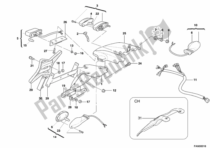 Tutte le parti per il Fanale Posteriore del Ducati Monster 600 2001