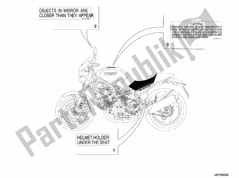 Todas las partes para Etiquetas De Advertencia Ee. De Ducati Monster 600 2001