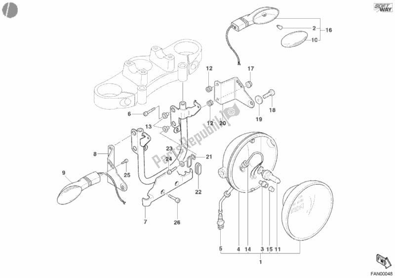 Todas las partes para Faro de Ducati Monster 620 2002