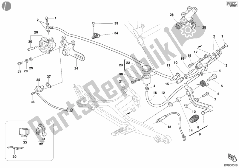Tutte le parti per il Sistema Frenante Posteriore del Ducati Monster 620 2002