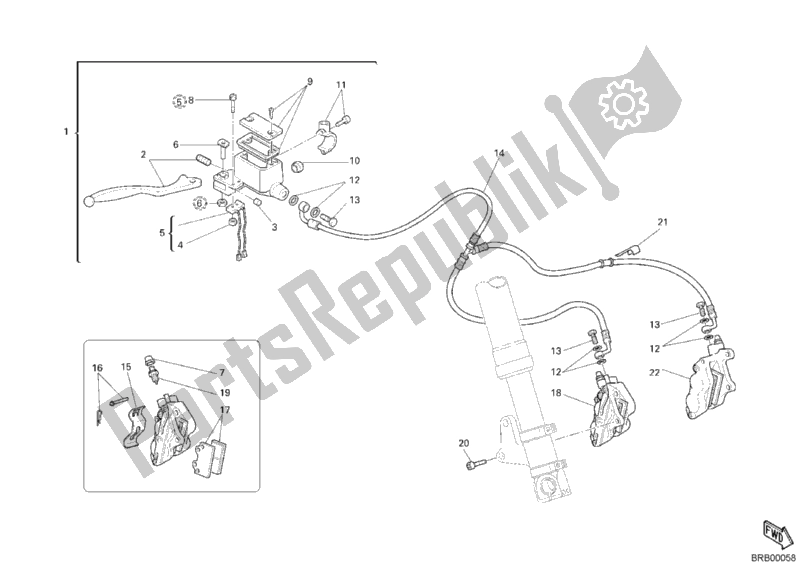 All parts for the Front Brake System of the Ducati Monster 620 2003