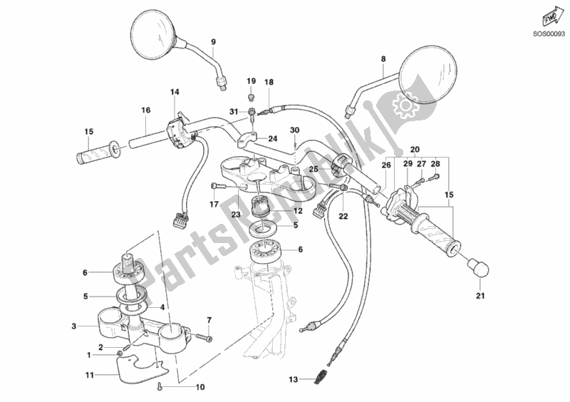 Tutte le parti per il Manubrio del Ducati Monster 620 2003